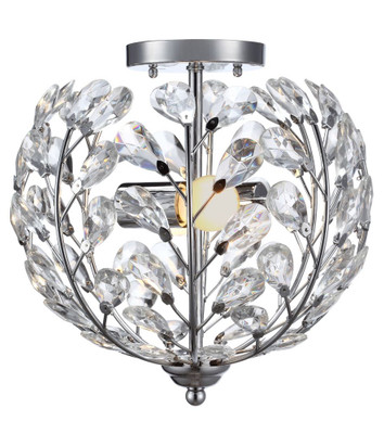 2 Light Flush Mount Ceiling Light 11.5 Inch - Chrome with Crystal Glass Shade