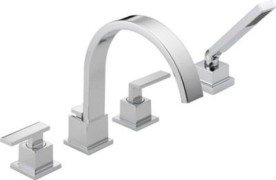 Vero 2-Handle Roman Tub with Handshower Trim Kit Only in Chrome (Valve not included)