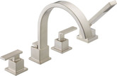 Vero 2-Handle Roman Tub with Handshower Trim Kit Only in Stainless (Valve not included)