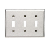 3-Gang Toggle Wallplate, Stainless Steel
