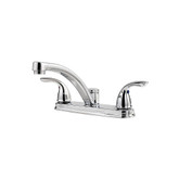 Delton 2-Handle 3-Hole Mid-Arc Kitchen Faucet in Polished Chrome