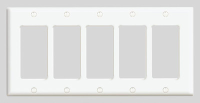 Decora 5-Gang Plate, White