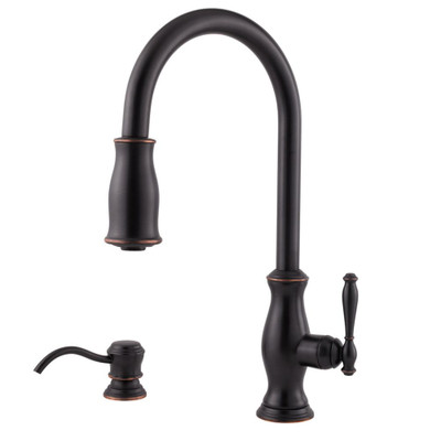 Hanover 1-Handle Pull-Down Kitchen Faucet with Soap Dispenser in Tuscan Bronze