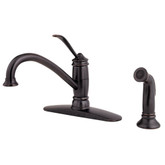 Brookwood 1-Handle 4-Hole Mid-Arc Kitchen Faucet with Side Spray in Tuscan Bronze