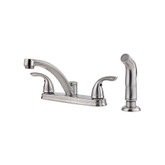 Delton 2-Handle 4-Hole High-Arc Kitchen Faucet with Side Spray in Stainless Steel