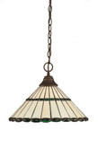 Concord 1 Light Ceiling Bronze Incandescent Pendant with a Honey and Green Tiffany Glass