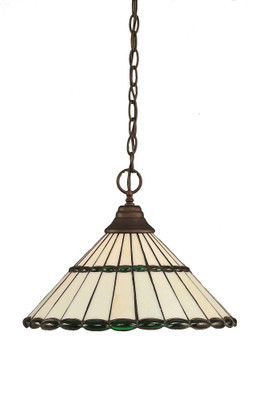 Concord 1 Light Ceiling Bronze Incandescent Pendant with a Honey and Green Tiffany Glass