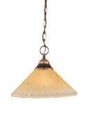 Concord 1 Light Ceiling Black Copper Incandescent Pendant with an Amber Glass