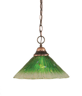 Concord 1 Light Ceiling Black Copper Incandescent Pendant with a Green Crystal Glass