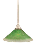 Concord 1 Light Ceiling Brushed Nickel Incandescent Pendant with a Green Crystal Glass