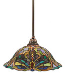 Concord 1 Light Ceiling Black Copper Incandescent Pendant with Kaleidoscope Tiffany Glass