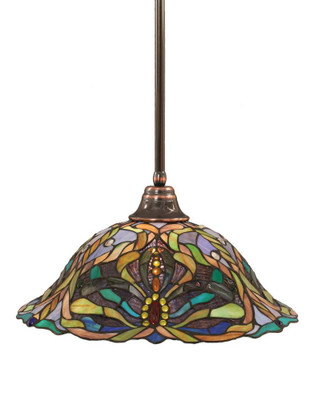 Concord 1 Light Ceiling Black Copper Incandescent Pendant with Kaleidoscope Tiffany Glass