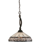 Concord 1 Light Ceiling Black Copper Incandescent Pendant with a Royal Merlot Tiffany Glass