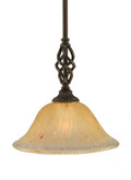 Concord 1 Light Ceiling Dark Granite Incandescent Pendant with an Amber Glass