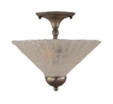 Concord 2 Light Ceiling Brushed Nickel Incandescent Semi Flush with a Clear Crystal Glass