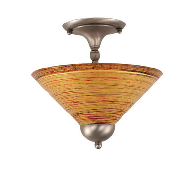 Concord 2 Light Ceiling Brushed Nickel Incandescent Semi Flush with a Firré Saturn Glass