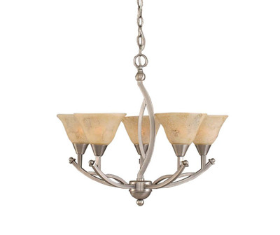 Concord 5 Light Ceiling Brushed Nickel Incandescent Chandelier with an Italian Marble Glass
