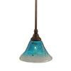 Concord 1 Light Ceiling Bronze Incandescent Pendant with a Teal Crystal Glass