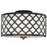 Edgemoor 2 Light Flush Mount Ceiling Light 13.25 Inch - Oil Rubbed Bronze with White Fabric Shade