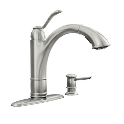 Walden1 Handle Pullout Kitchen Faucet with Microban and Reflex - Spot Resist Stainless Finish