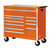 Orange Tool Cabinet with Wooden Work Surface - 42 Inch 11 Drawers