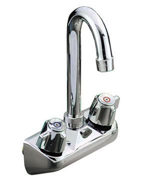 Top-Line 4 Inch Wall Mount Faucet with Gooseneck Spout and Knob Handles