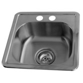 Stainless Steel Bar Sink, Single Bowl, 2 Faucet Holes- 4 Inch Centers
