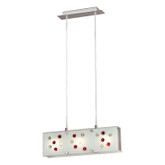 SANTIAGO Suspension 3L, Matte Nickel Finish, Opal Frosted Red & Clear Glass
