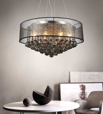 Round 24 Inch Pendent Chandelier with Black Shade