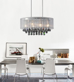 Oval 26 Inch Pendent Chandelier with White Shade