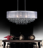 Oval 36 Inch Pendent Chandelier with White Shade