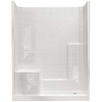Ella Standard 32 Inch x 60 Inch x 77 Inch - 3 Piece Shower Wall and Base Kit in White with 4 Inch Low Threshold