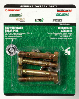 Shear Bolts With Nuts MTD -1.75 In.