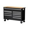 54 Inch. 10 Drawer Cabinet with Hardwood Top, Black