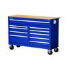 54 Inch. 10 Drawer Cabinet with Hardwood Top, Blue
