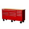 73 Inch. 11 Drawer Cabinet with Hardwood Top, Red