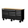 73 Inch. 11 Drawer Cabinet with Hardwood Top, Black