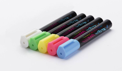 Illuma-Write Fluorescenet Wet-Erase Markers, Assorted, 5/Pac