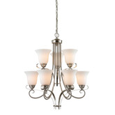 9 Light Chandelier In Brushed Nickel With Led Option