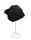 Parkhurst Slouchy Angora Blend Hat with Real Fox Fur - Black