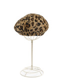 Parkhurst Angelica Rabbit Hair Beret with Leopard Print - Toffee
