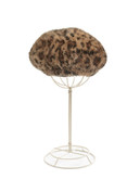 Parkhurst Angelica Rabbit Hair Beret with Leopard Print - Brown