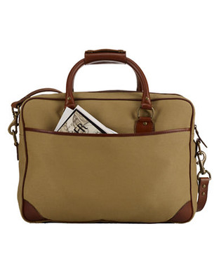 Polo Ralph Lauren Canvas & Leather Commuter Bag - Khaki/Brown