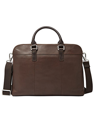 Fossil Mercer Leather Document Bag - Brown
