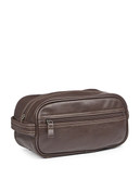 Dockers Faux Leather Top Zip Travel Pouch - Brown