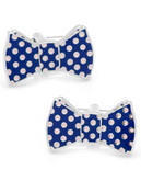 Cufflinks Inc. Navy and Pink Polka Dot Bowtie Cufflinks - Blue