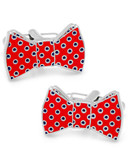 Cufflinks Inc. Red and Navy Polka Dot Bowtie Cufflinks - Red