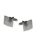Black Brown 1826 Square Domed Shaped Cufflinks - Silver