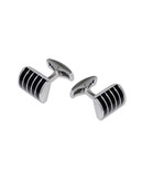 Black Brown 1826 Rectangle Dome Shaped Striped Cufflinks - Black