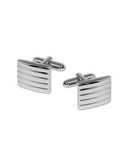 Black Brown 1826 Rectangle Ribbed Detail Cufflinks - Silver